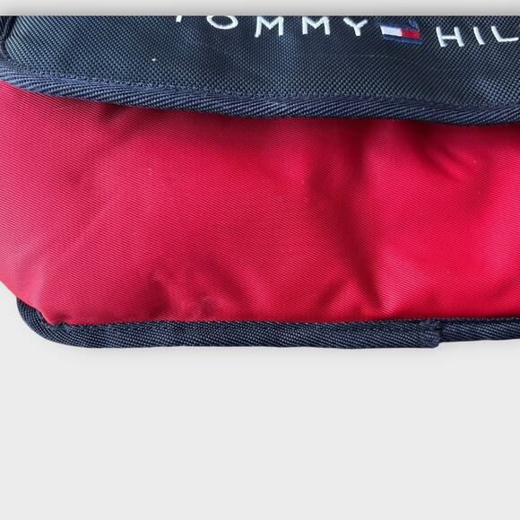Vintage 90s Tommy Hilfiger Messenger Lap Top Bag Red Preppy Academic Grunge - Picture 4 of 13